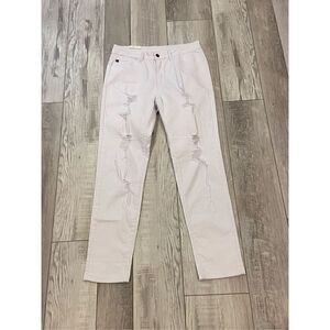 KanCan high rise straight fit distressed white jeans size 13